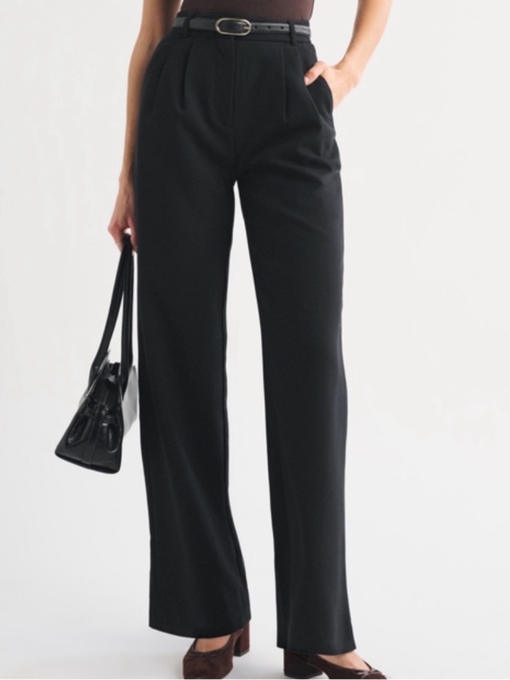 Abercrombie & Fitch Black Sloane Tailored Wide Leg Pants